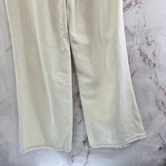 Free People Jeans Womens 27 Cream High Rise Boot Button Fly Distressed Rigid - Picture 8 of 13